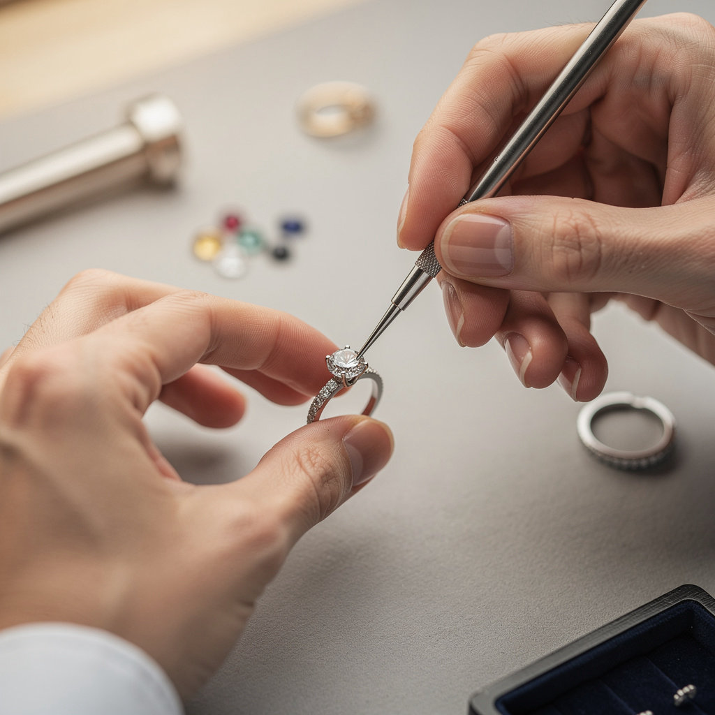 S & L Jewelers artisan demonstrating precision craftsmanship and CAD technology for custom jewelry design in San Diego